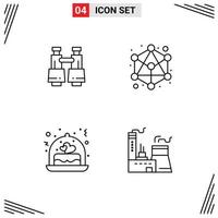 4 Creative Icons Modern Signs and Symbols of binoculars wedding vision network building Editable Vector Design Elements