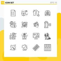 16 Thematic Vector Outlines and Editable Symbols of global currency complete home heater Editable Vector Design Elements