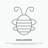 Bee Insect Beetle Bug Ladybird Ladybug Line Icon Vector