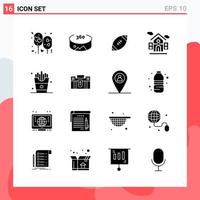 Collection of 16 Vector Icons in solid style Modern Glyph Symbols for Web and Mobile Solid Icon Sign Isolated on White Background 16 Icons Creative Black Icon vector background