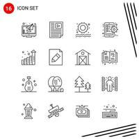 Collection of 16 Vector Icons in Line style Pixle Perfect Outline Symbols for Web and Mobile Line Icon Signs on White Background 16 Icons