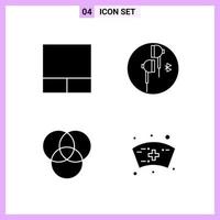 4 Icons in Solid Style Glyph Symbols on White Background Creative Vector Signs for Web mobile and Print Creative Black Icon vector background