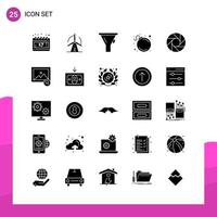 Glyph Icon set Pack of 25 Solid Icons isolated on White Background for responsive Website Design Print and Mobile Applications Creative Black Icon vector background