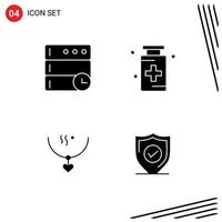Stock Vector Icon Pack of 4 Line Signs and Symbols for database love anatomy hospital party Editable Vector Design Elements