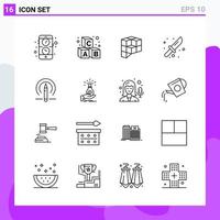 Set of 16 icons in Line style Creative Outline Symbols for Website Design and Mobile Apps Simple Line Icon Sign Isolated on White Background 16 Icons vector