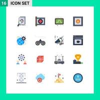 Set of 16 Modern UI Icons Symbols Signs for gear download health box formula Editable Pack of Creative Vector Design Elements