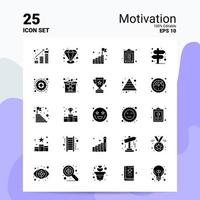 25 Motivation Icon Set 100 Editable EPS 10 Files Business Logo Concept Ideas Solid Glyph icon design vector