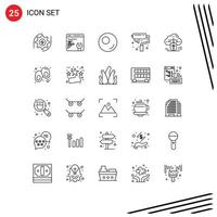 Modern Set of 25 Lines Pictograph of data connected sport cloud roller Editable Vector Design Elements