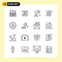 16 Creative Icons for Modern website design and responsive mobile apps 16 Outline Symbols Signs on White Background 16 Icon Pack Creative Black Icon vector background