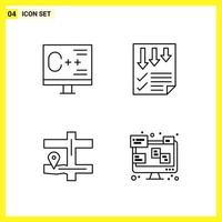 4 Icon Set Simple Line Symbols Outline Sign on White Background for Website Design Mobile Applications and Print Media Creative Black Icon vector background