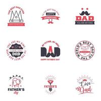 9 Black and Pink Happy Fathers Day Design Collection A set of twelve brown colored vintage style Fathers Day Designs on light background Editable Vector Design Elements