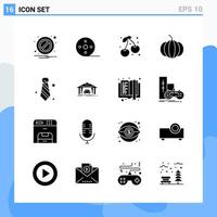 Modern 16 solid style icons Glyph Symbols for general use Creative Solid Icon Sign Isolated on White Background 16 Icons Pack Creative Black Icon vector background