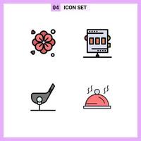 4 Creative Icons Modern Signs and Symbols of flower ball activities game golf Editable Vector Design Elements