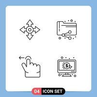 Concepto de 4 líneas para sitios web móviles y aplicaciones documentos de navegación de gestos de flecha haga clic en elementos de diseño vectorial editables vector