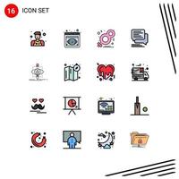 Set of 16 Modern UI Icons Symbols Signs for ecology sms eight messages chat Editable Creative Vector Design Elements