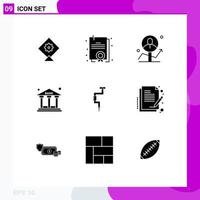 9 Thematic Vector Solid Glyphs and Editable Symbols of tool carpenter analytics drill office Editable Vector Design Elements