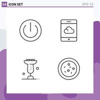 4 Universal Line Signs Symbols of button food gadgets cloud mardi gras Editable Vector Design Elements