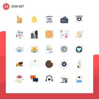 User Interface Pack of 25 Basic Flat Colors of internet movie bag cinema pass Editable Vector Design Elements