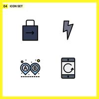 Set of 4 Modern UI Icons Symbols Signs for arrow road protect power ride Editable Vector Design Elements