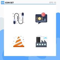 4 Thematic Vector Flat Icons and Editable Symbols of exercise block banking message road Editable Vector Design Elements