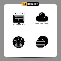 4 Universal Solid Glyph Signs Symbols of equalizer muslim waves weather pray Editable Vector Design Elements