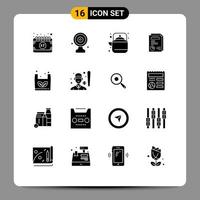 Pack of 16 Modern Solid Glyphs Signs and Symbols for Web Print Media such as report page news target teapot pot Editable Vector Design Elements