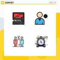 Modern Set of 4 Filledline Flat Colors Pictograph of computer patient pc user health Editable Vector Design Elements