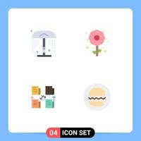 4 Creative Icons Modern Signs and Symbols of shower folder flower holiday privacy Editable Vector Design Elements