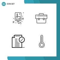 Set of 4 Modern UI Icons Symbols Signs for drip approved medical business notice Editable Vector Design Elements