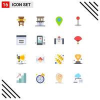 16 Universal Flat Colors Set for Web and Mobile Applications secure pin property maps marker Editable Pack of Creative Vector Design Elements