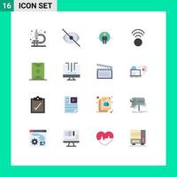 Mobile Interface Flat Color Set of 16 Pictograms of basketball wifi man signal identity Editable Pack of Creative Vector Design Elements