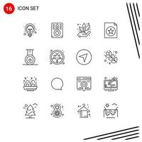 16 Outline concept for Websites Mobile and Apps plant leaf nature sport file Editable Vector Design Elements