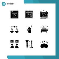 Set of 9 Modern UI Icons Symbols Signs for up hand ad scales balance Editable Vector Design Elements