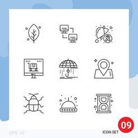 9 User Interface Outline Pack of modern Signs and Symbols of marketing digital marketing cancer business sick Editable Vector Design Elements