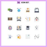 16 Universal Flat Colors Set for Web and Mobile Applications control furniture person desk office Editable Pack of Creative Vector Design Elements