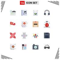 Universal Icon Symbols Group of 16 Modern Flat Colors of location canada ecommerce song service Editable Pack of Creative Vector Design Elements