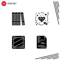 Collection of 4 Vector Icons in solid style Pixle Perfect Glyph Symbols for Web and Mobile Solid Icon Signs on White Background 4 Icons Creative Black Icon vector background