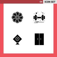 4 Thematic Vector Solid Glyphs and Editable Symbols of flower festival spring weight home Editable Vector Design Elements