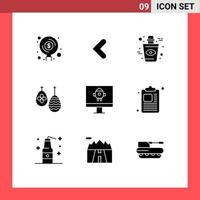 Pictogram Set of 9 Simple Solid Glyphs of computer egg left easter halloween Editable Vector Design Elements