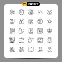 Set of 25 Modern UI Icons Symbols Signs for hand graph gift diagram business Editable Vector Design Elements
