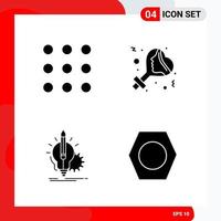 Creative Set of 4 Universal Glyph Icons isolated on White Background vector