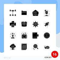 Modern Set of 16 Solid Glyphs and symbols such as box paper bag device juice Editable Vector Design Elements