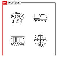 4 General Icons for website design print and mobile apps 4 Outline Symbols Signs Isolated on White Background 4 Icon Pack vector