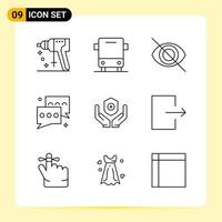 9 Creative Icons for Modern website design and responsive mobile apps 9 Outline Symbols Signs on White Background 9 Icon Pack Creative Black Icon vector background