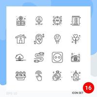 16 Universal Outline Signs Symbols of list user magnifier target man Editable Vector Design Elements