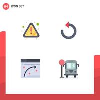 Group of 4 Modern Flat Icons Set for alert web page error rotate hosting Editable Vector Design Elements