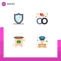 4 Universal Flat Icons Set for Web and Mobile Applications internet card security love greeting card Editable Vector Design Elements
