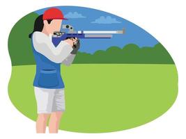 Female gun shooter illustration. vector
