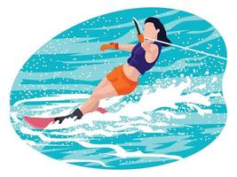 ilustración de juego de kiteboarder femenino. vector