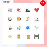 Set of 16 Modern UI Icons Symbols Signs for management favorite liver add transport Editable Pack of Creative Vector Design Elements